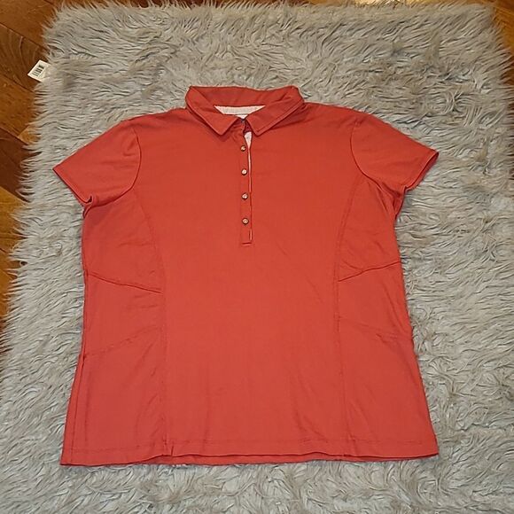 Chicos‎ zenergy golf pink rhinestone quarter button nylon stretch polo - Picture 1 of 5